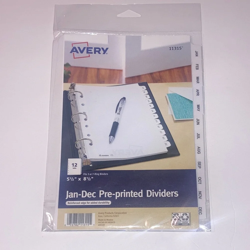 Avery Jan-Dec Pre-printed Dividers - White